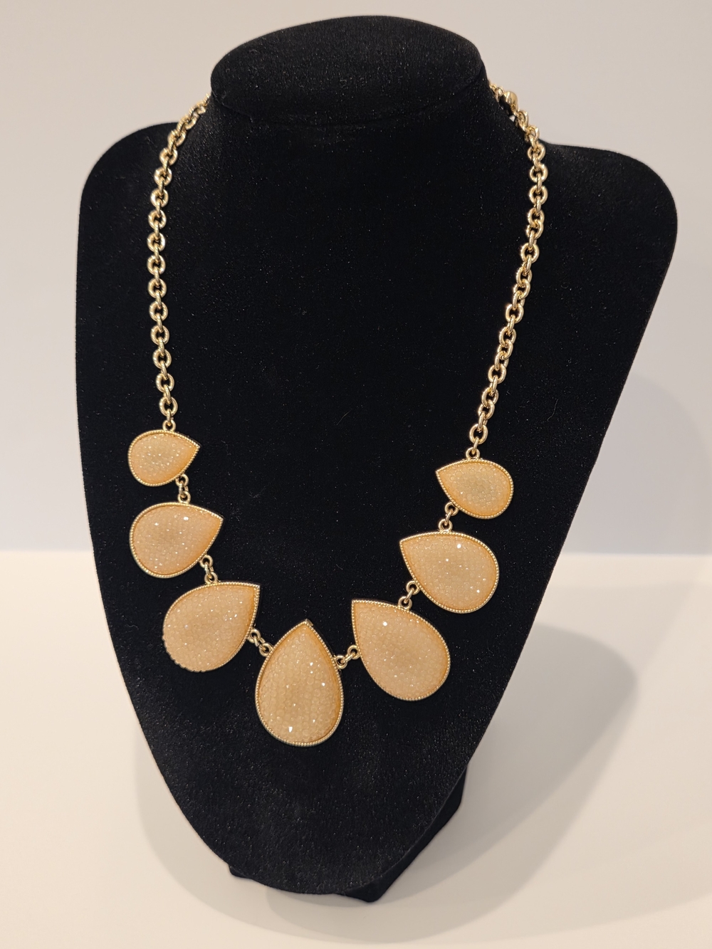 Gold-Tone Peach Teardrop Statement Necklace